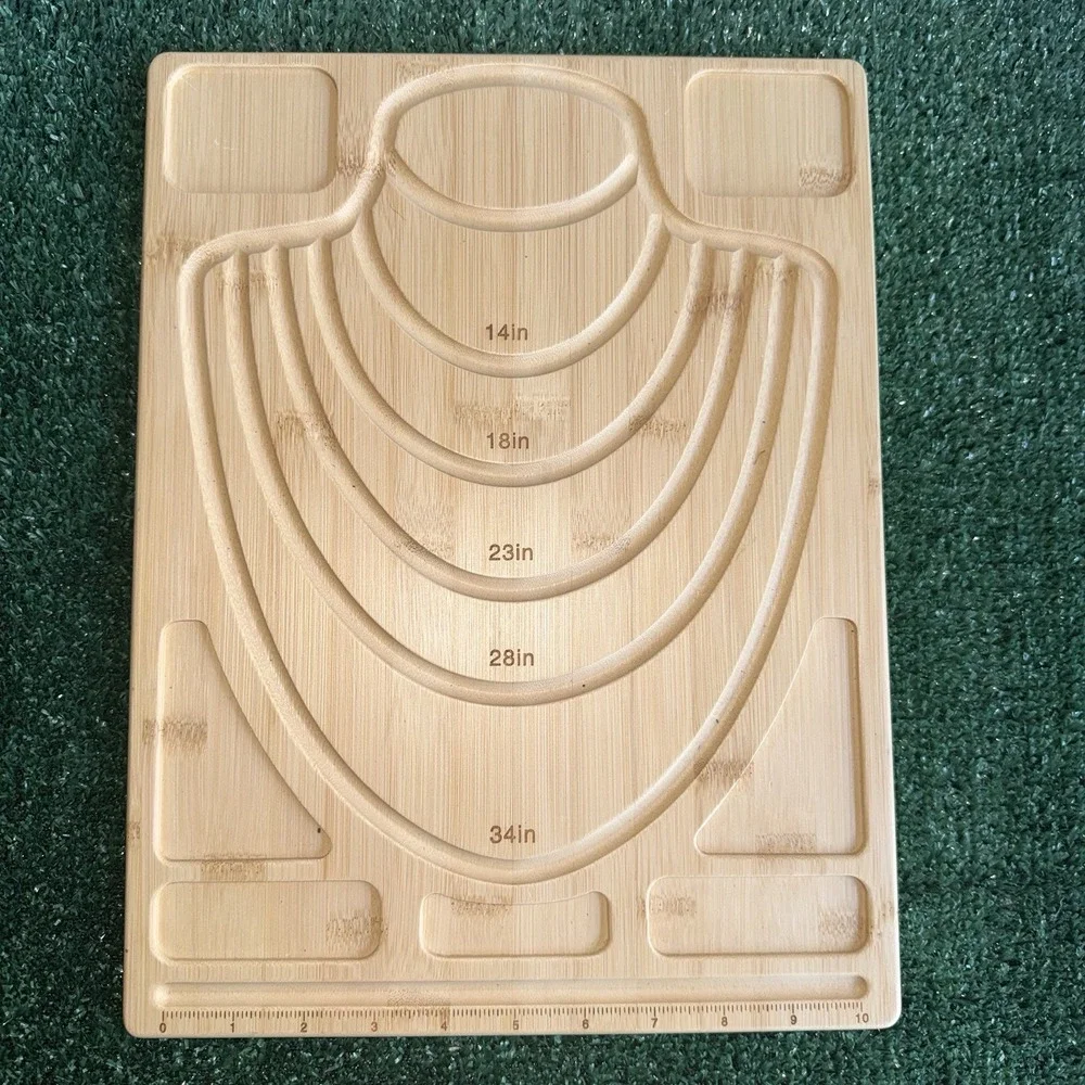 Bamboo Bead Board for Jewelry Making Beading Tray Necklace Wooden Mat EUC